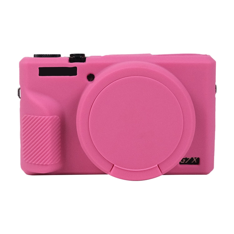 Vivolux | Für Canon PowerShot G7 X Mark III / G7X3 Weiche Silikon-Schutzhülle mit Objektivdeckel (Rosenrot)
