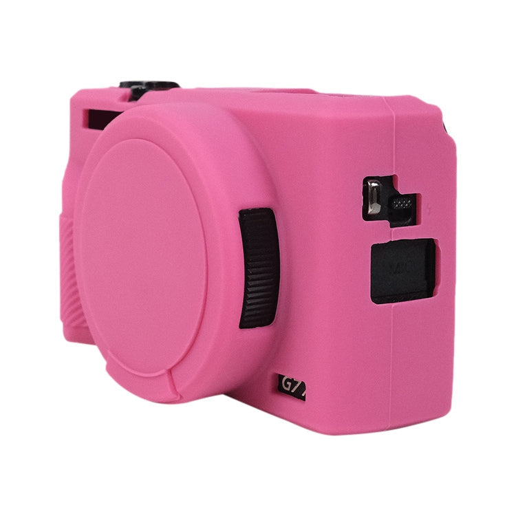 Vivolux | Für Canon PowerShot G7 X Mark III / G7X3 Weiche Silikon-Schutzhülle mit Objektivdeckel (Rosenrot)