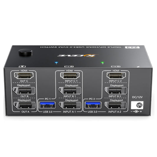 Vivolux | KC-KVM203DH 8K 30Hz USB3.0 DP+DP+HDMI Triple Monitors KVM Switch, EU Stecker