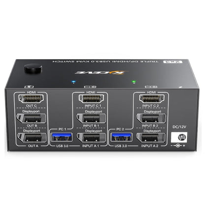 Vivolux | KC-KVM203DH 8K 30Hz USB3.0 DP+DP+HDMI Triple Monitors KVM Switch, AU Plug