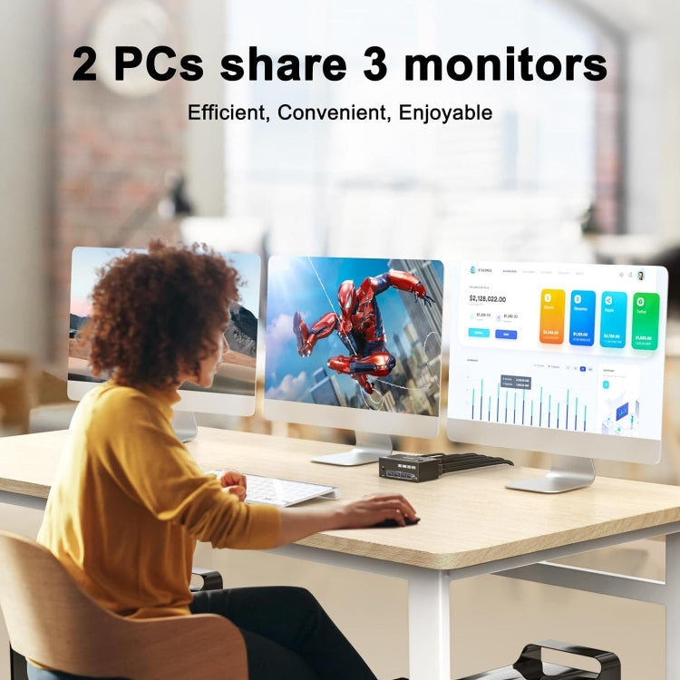 Vivolux | KC-KVM203DH 8K 30Hz USB3.0 DP+DP+HDMI Triple Monitors KVM Switch, EU Stecker