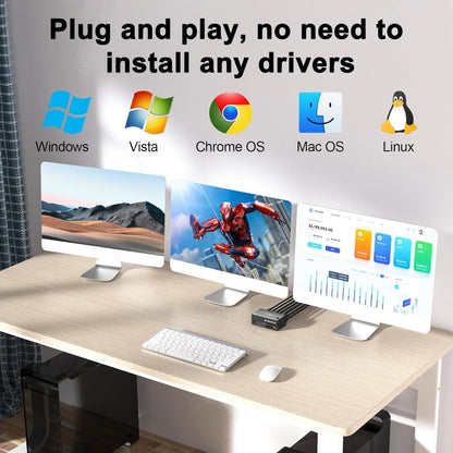 Vivolux | KC-KVM203DH 8K 30Hz USB3.0 DP+DP+HDMI Triple Monitors KVM Switch, EU Stecker