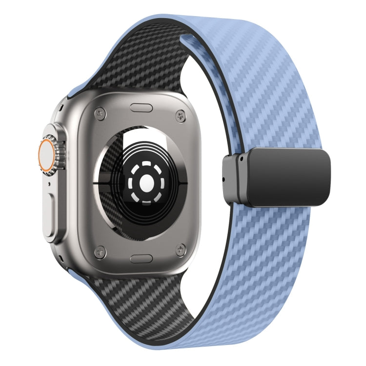 Vivolux | Für Apple Watch Ultra 2 49mm Kohlefaser Magnetische Schwarze Schnalle Armband (Hellblau Schwarz)