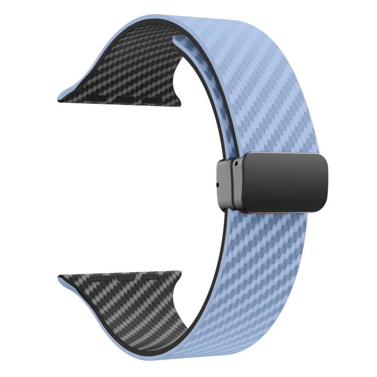 Vivolux | Für Apple Watch Ultra 2 49mm Kohlefaser Magnetische Schwarze Schnalle Armband (Hellblau Schwarz)