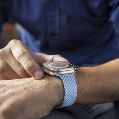 Vivolux | Für Apple Watch Ultra 2 49mm Kohlefaser Magnetische Schwarze Schnalle Armband (Hellblau Schwarz)