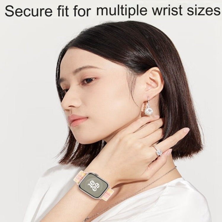 Vivolux | Für Apple Watch Series 5 40mm Loop Nylon Uhrenarmband (Starlight Gelb Pink)