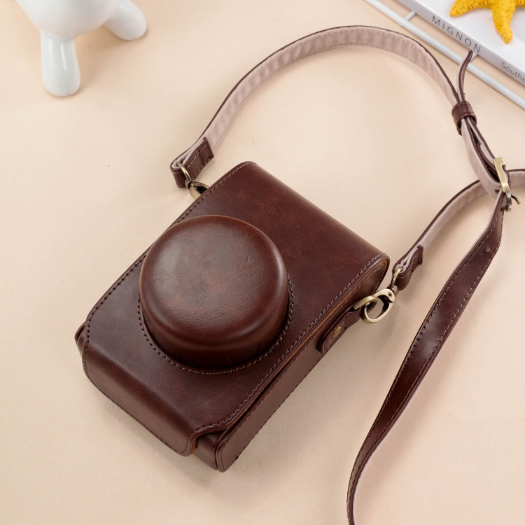 Vivolux | For FUJIFILM X100VI Full Body Leather Camera Case Bag with Strap(Coffee)