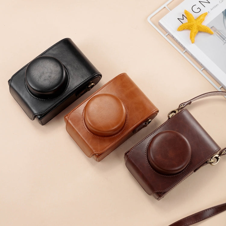 Vivolux | For FUJIFILM X100VI Full Body Leather Camera Case Bag with Strap(Coffee)