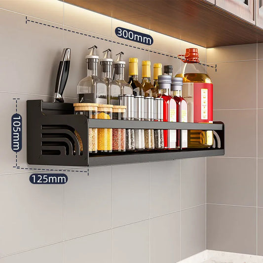Vivolux | Edelstahl-Küchenregal zur Wandmontage mit Haken und Messerhalter – Ideal für eine aufgeräumte Küche