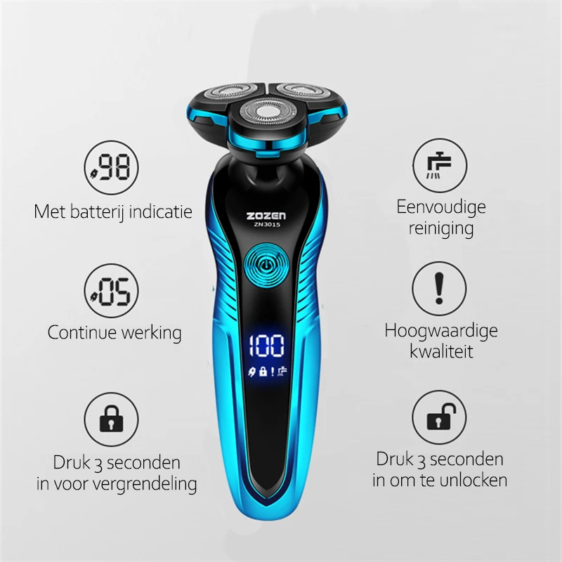 Elektrischer Rasierer für Männer | Nass/Trocken Rasur | USB Wiederaufladbar | Schnellladefunktion