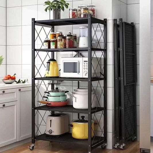 Vivolux | 5 tier foldable metallic kitchen rack