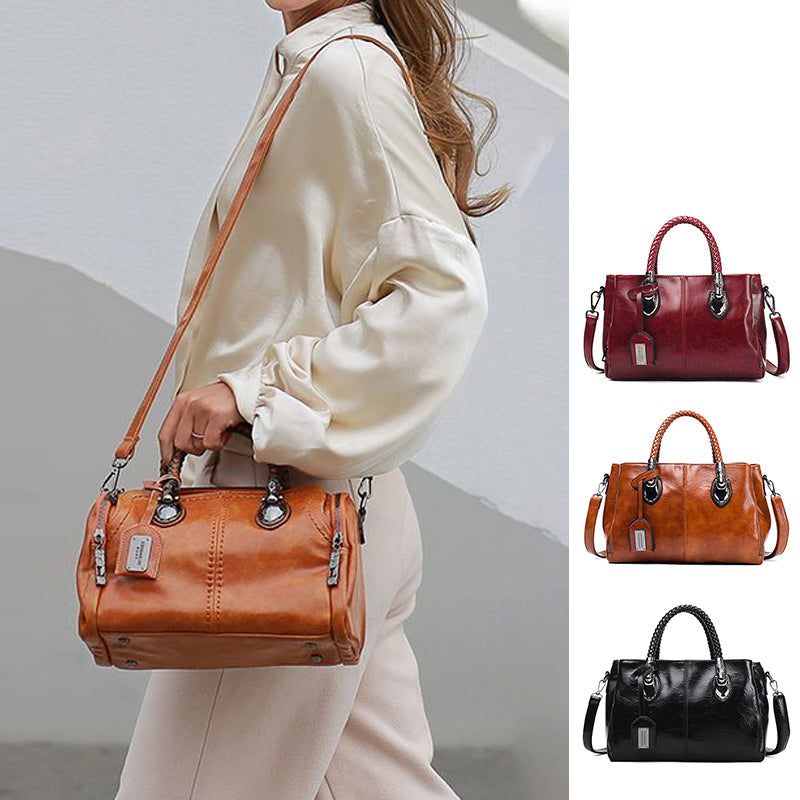 Vivolux | Neue Handtaschen aus Ölwachsleder Boston, große Tragetasche aus weichem Leder