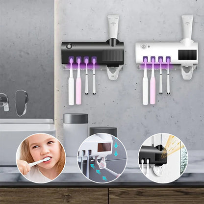 Vivolux | Smart UV-Licht Sterilisator Zahnbürstenhalter, Wandmontage Zahnpastaspender