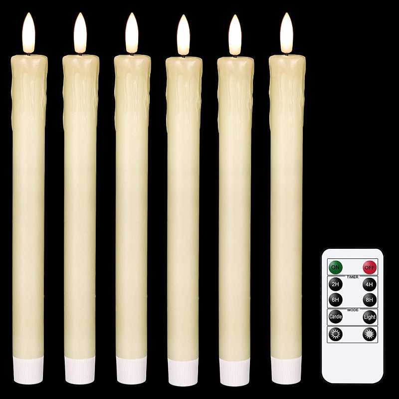 Vivolux | Flammenlose flackernde Spitzkerzen mit 2 Fernbedienungen und Timer, echtes Wachs 3D Docht Licht Fensterkerzen batteriebetrieben, Weihnachtsheim Hochzeitsdeko