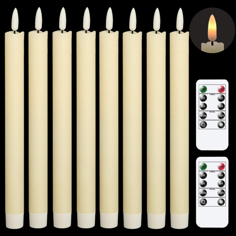 Vivolux | Flammenlose flackernde Spitzkerzen mit 2 Fernbedienungen und Timer, echtes Wachs 3D Docht Licht Fensterkerzen batteriebetrieben, Weihnachtsheim Hochzeitsdeko