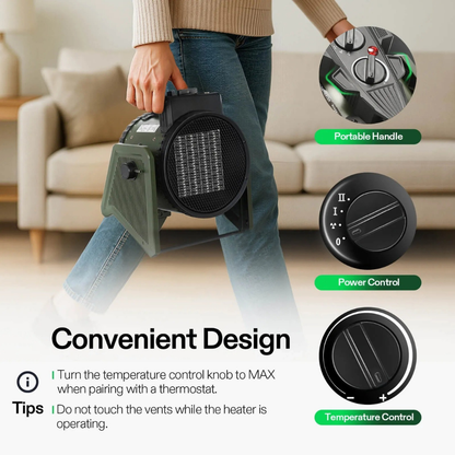 Vivolux | Elektrischer Raumheizer mit einstellbarem Thermostat Gewächshaus Hausgebrauch