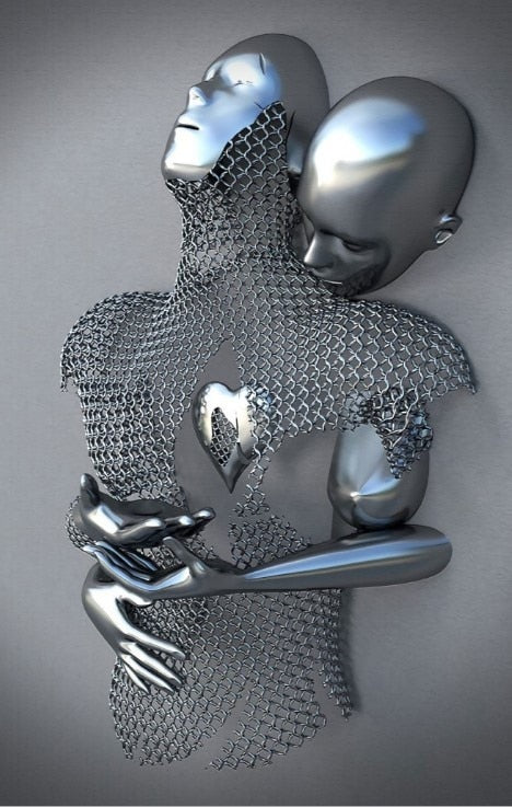 Vivolux | Metallfigur Statues Stile Abstraktes Leinwandgemälde Paare Wandkunst Liebes-Skulptur Poster Druck Wohnkultur Wohnzimmer Geschenke
