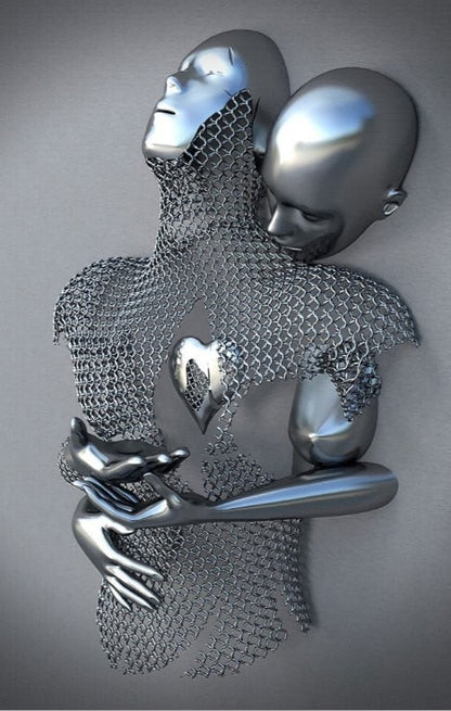 Vivolux | Metallfigur Statues Stile Abstraktes Leinwandgemälde Paare Wandkunst Liebes-Skulptur Poster Druck Wohnkultur Wohnzimmer Geschenke