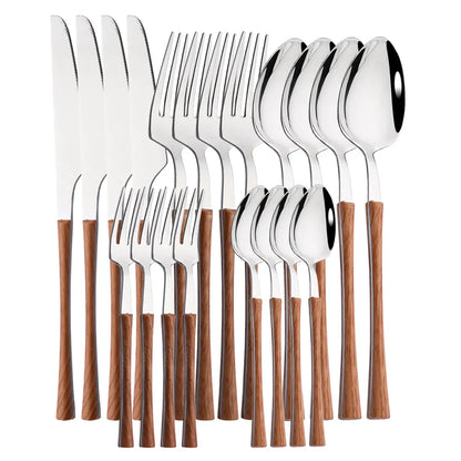 Vivolux | RusticDining | Edelstahl-Besteck mit Holzgriffen