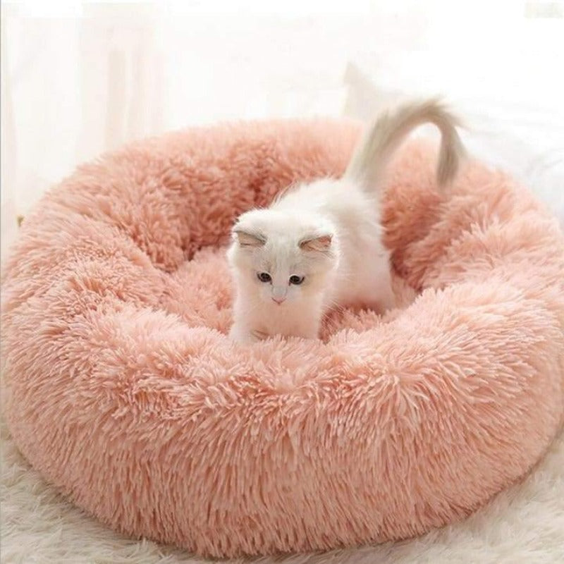 Vivolux | PawNest Beruhigendes Donut-Katzenbett | Rundes Plüsch Nest | Stresslindernd & Gemütlich | Perfekt für Katzen & kleine Hunde