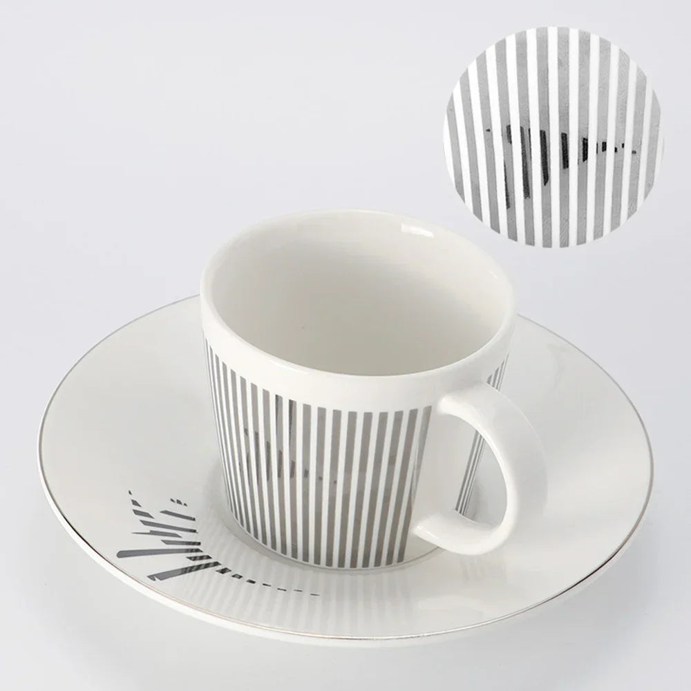 Vivolux | Kreative dynamische Spiegelreflexbecher Leopard anamorpher Zebra-Becher Luycho Kaffee Tee Becher Set mit Untersetzer 90ml-225ml