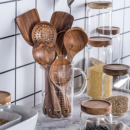 Vivolux | TeakChef 7-teiliges Küchengeräteset – Premium Teak Küchenwerkzeuge für Stil &amp; Funktionalität