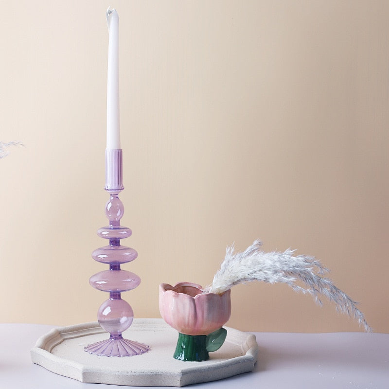 Vivolux | Lila Kerzenständer aus Glas