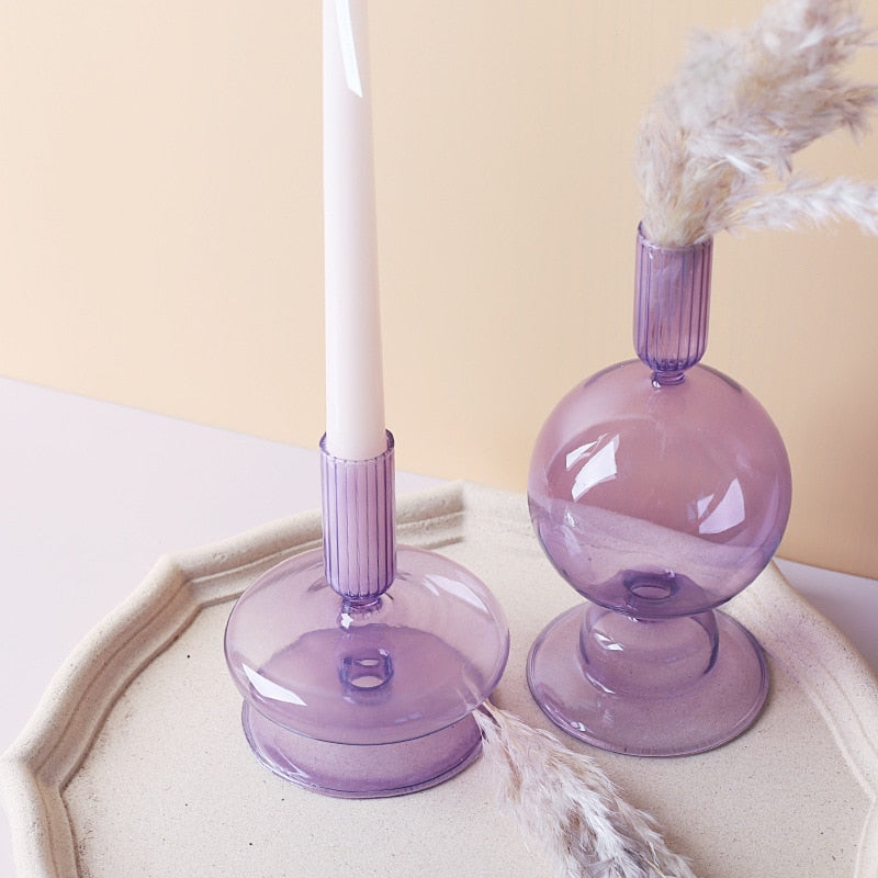 Vivolux | Lila Kerzenständer aus Glas