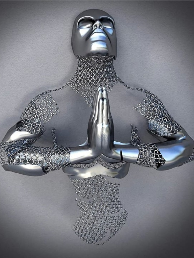 Vivolux | Metallfigur Statues Stile Abstraktes Leinwandgemälde Paare Wandkunst Liebes-Skulptur Poster Druck Wohnkultur Wohnzimmer Geschenke
