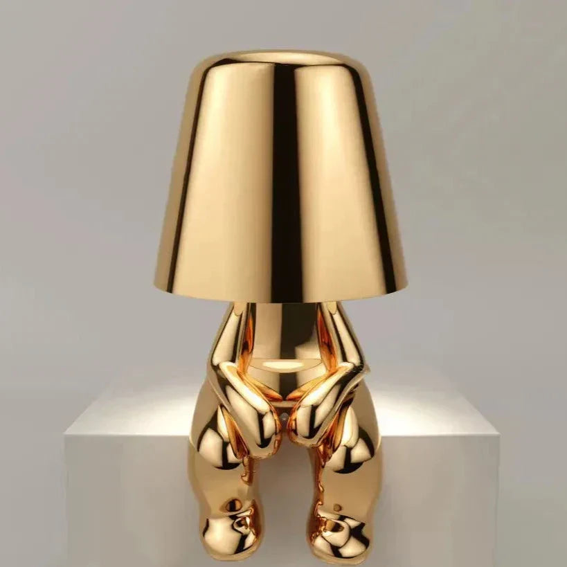 Vivolux | Goldene Man LED Denker Tischlampe – Verspielt Nachttischlampe für Schlafzimmer & Dekor