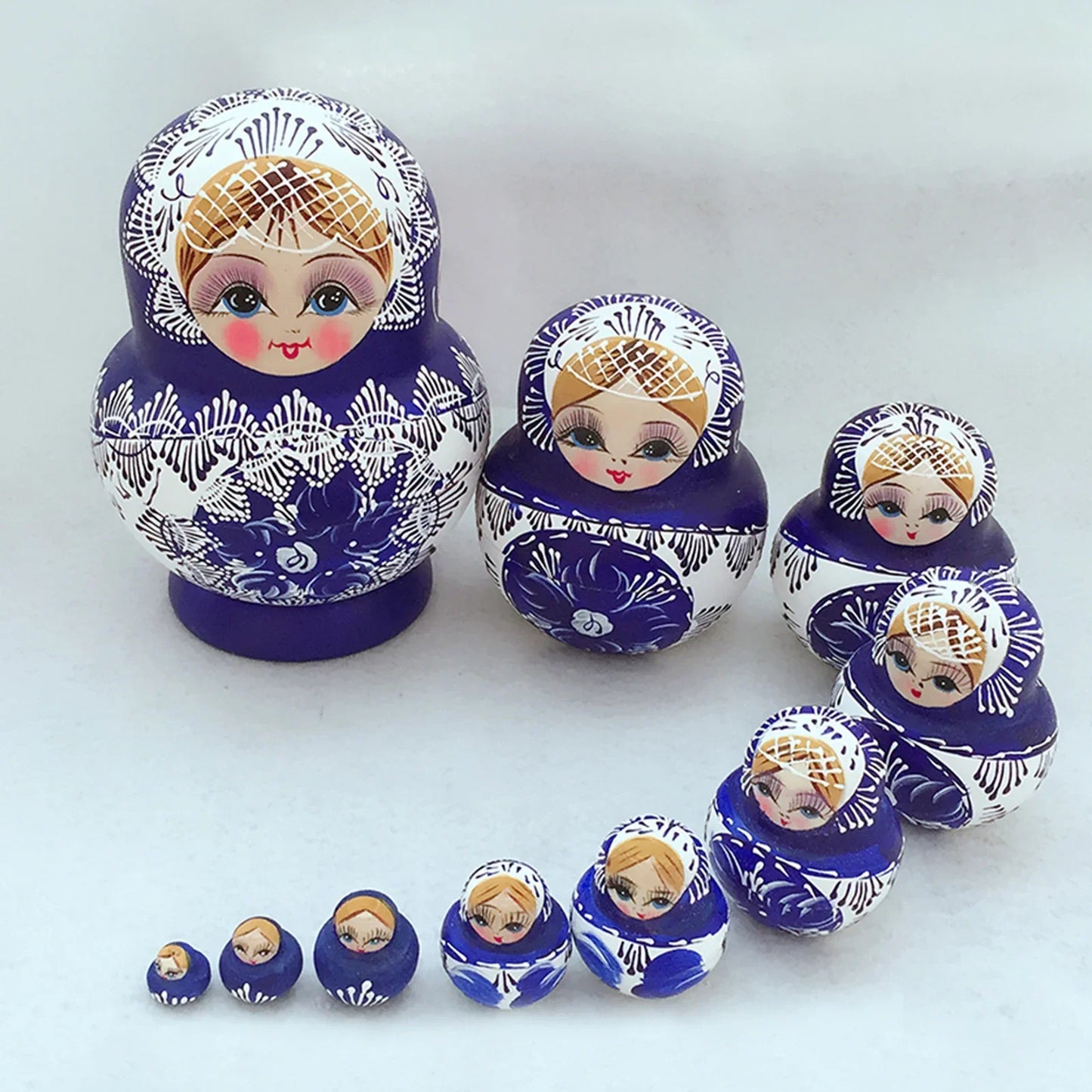 Vivolux | 10 Stück/Set Holz Russische Matroschka Puppen