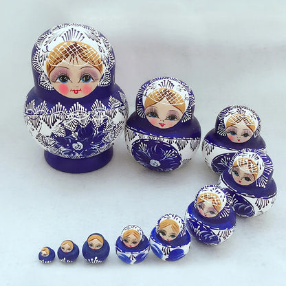 Vivolux | 10 Stück/Set Holz Russische Matroschka Puppen