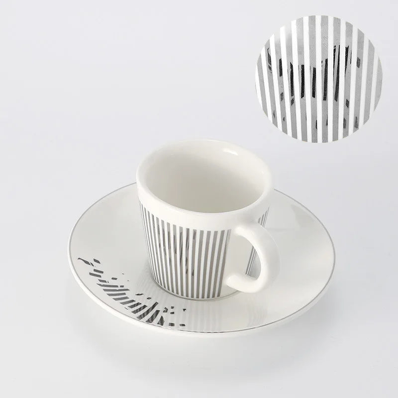 Vivolux | Kreative dynamische Spiegelreflexbecher Leopard anamorpher Zebra-Becher Luycho Kaffee Tee Becher Set mit Untersetzer 90ml-225ml
