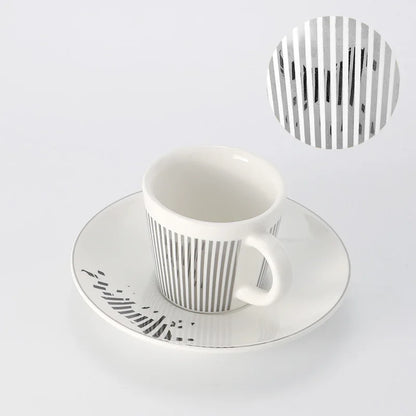 Vivolux | Kreative dynamische Spiegelreflexbecher Leopard anamorpher Zebra-Becher Luycho Kaffee Tee Becher Set mit Untersetzer 90ml-225ml