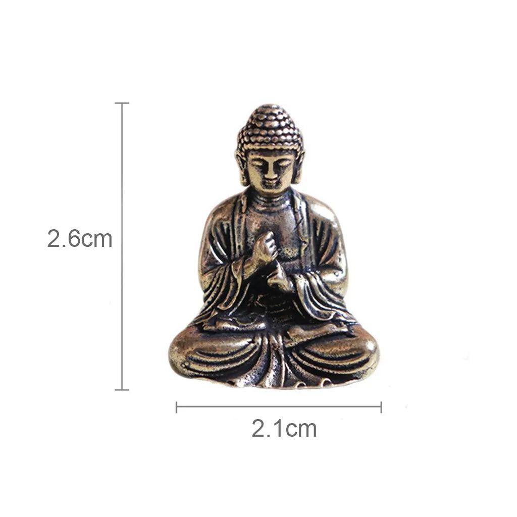 Vivolux | 10 Stück Mini Messing sitzende Buddha Statue Figur für Reise Buddhismus Anbetung Zuhause Büro Schreibtisch Dekoration