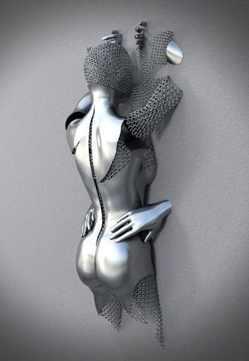 Vivolux | Metallfigur Statues Stile Abstraktes Leinwandgemälde Paare Wandkunst Liebes-Skulptur Poster Druck Wohnkultur Wohnzimmer Geschenke