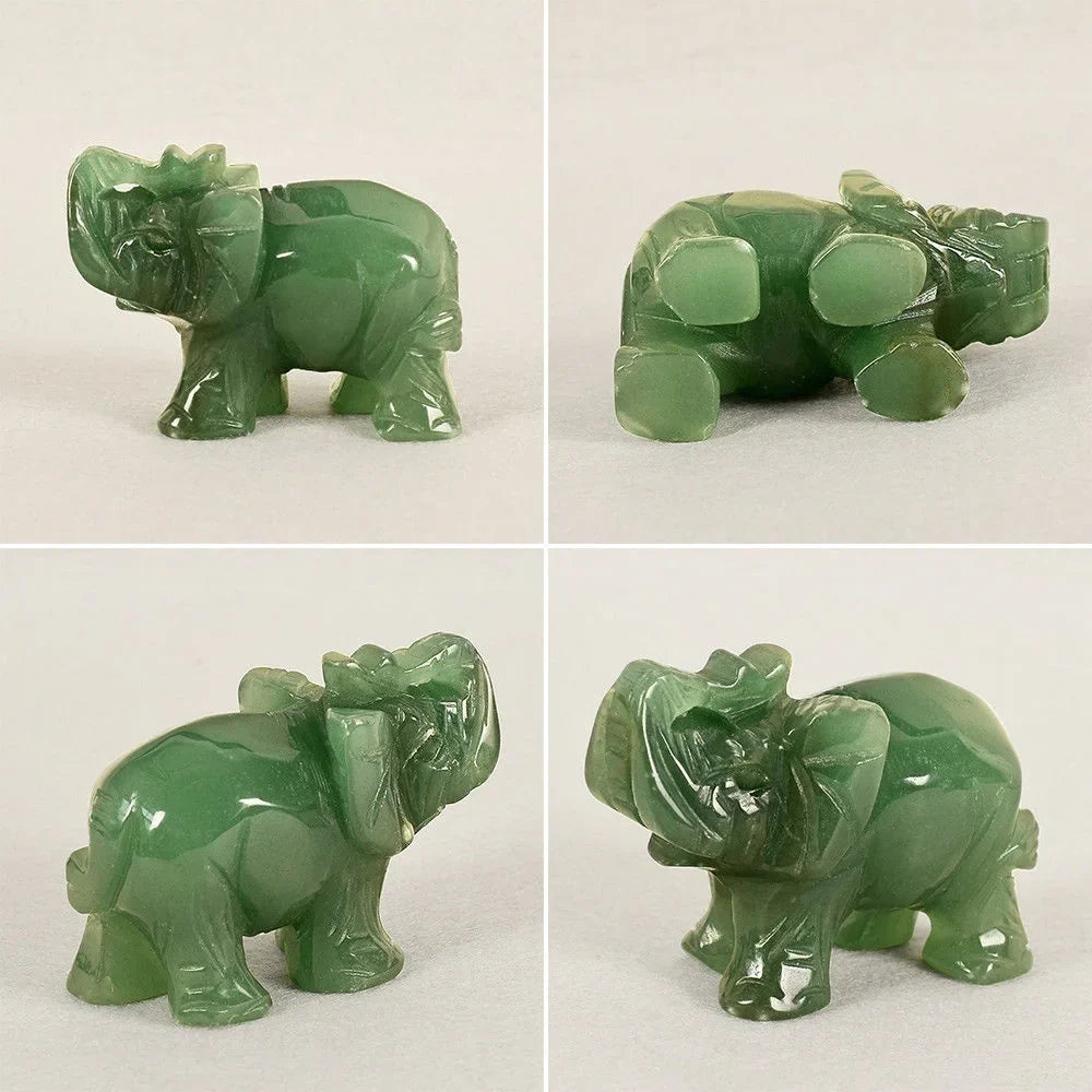 Vivolux | Grüner Aventurin Jade Stein Elefanten Statue