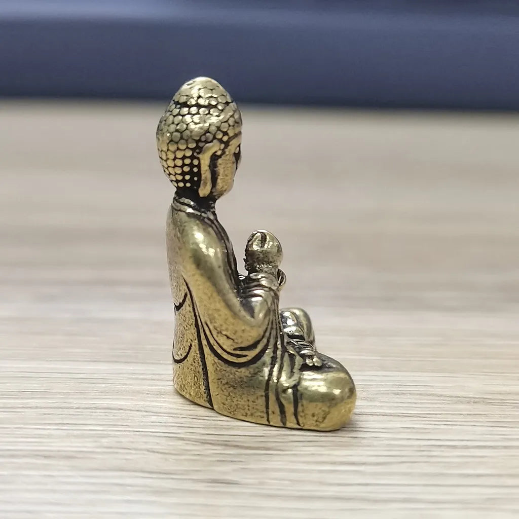 Vivolux | 10 Stück Mini Messing sitzende Buddha Statue Figur für Reise Buddhismus Anbetung Zuhause Büro Schreibtisch Dekoration