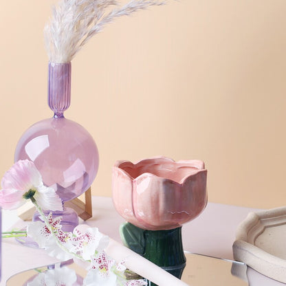 Vivolux | Lila Kerzenständer aus Glas