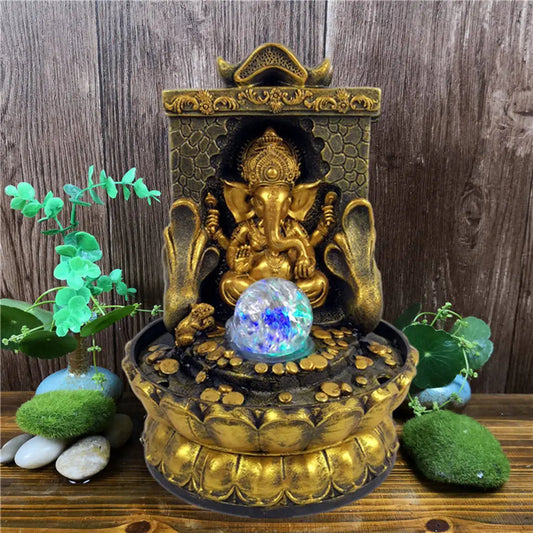 Vivolux | Atemberaubende Ganesha-Statue mit LED-Innen-Wasserquelle