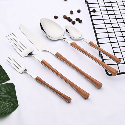 Vivolux | RusticDining | Edelstahl-Besteck mit Holzgriffen