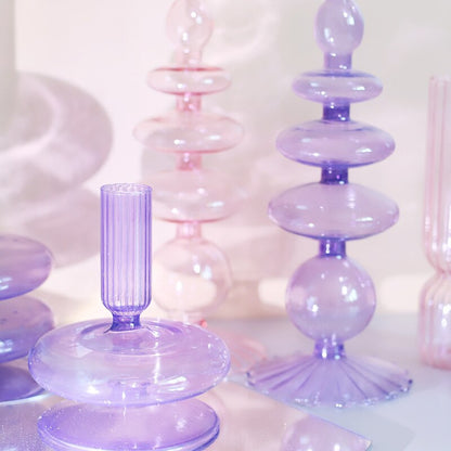 Vivolux | Lila Kerzenständer aus Glas