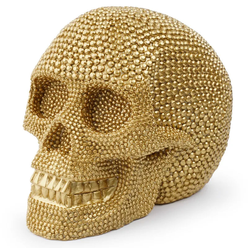 Vivolux | BUF Große Silber/Gold Schädel Statue Harz Handwerk Dekorative Ornamente Halloween Dekoration Skulptur Wohnkultur Figuren