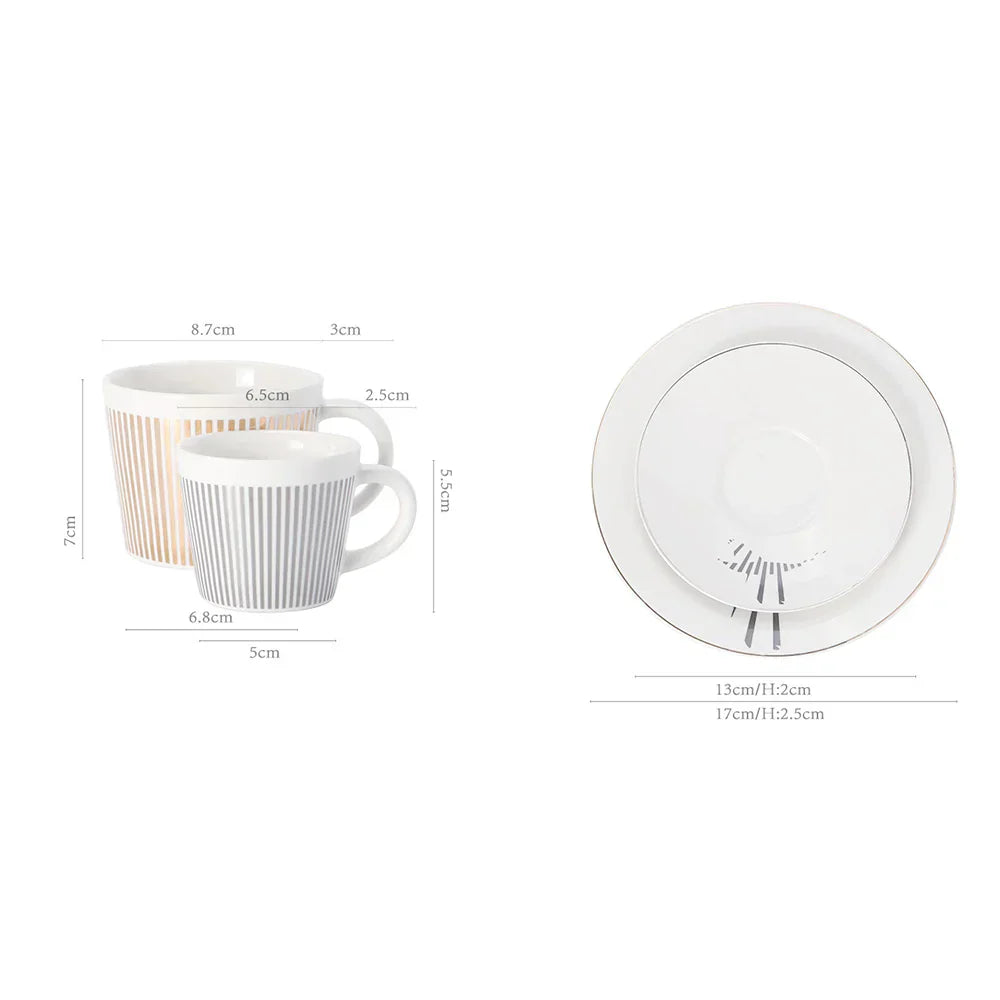 Vivolux | Kreative dynamische Spiegelreflexbecher Leopard anamorpher Zebra-Becher Luycho Kaffee Tee Becher Set mit Untersetzer 90ml-225ml