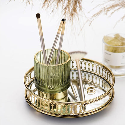 Vivolux | Elise Gold Foil Glas Makeup Halter & Organizer