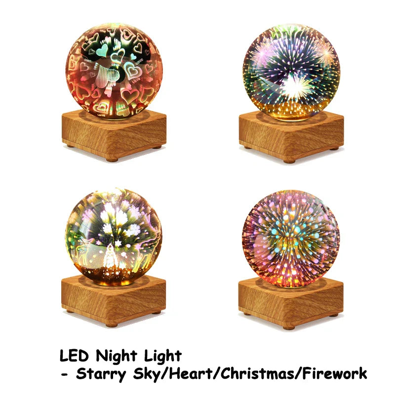 Vivolux | Night Light Starry Sky Star Heart Colorful Atmosphere Multiple USB Table Desk Lamp Ball Home Bedroom Decoration Christmas Gift