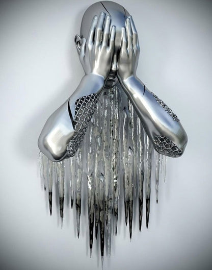 Vivolux | Metallfigur Statues Stile Abstraktes Leinwandgemälde Paare Wandkunst Liebes-Skulptur Poster Druck Wohnkultur Wohnzimmer Geschenke