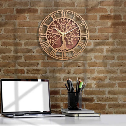Vivolux | WoodArt | Rustikale Wanduhr aus Holz im Vintage-Stil