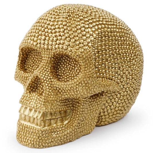 Vivolux | BUF Große Silber/Gold Schädel Statue Harz Handwerk Dekorative Ornamente Halloween Dekoration Skulptur Wohnkultur Figuren