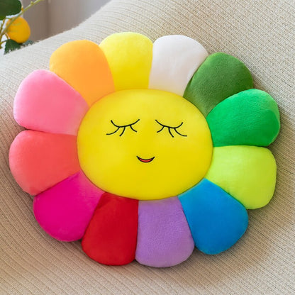 Vivolux | Farbenfrohes Sonnenblumen-Plüschbequemsitzkissen